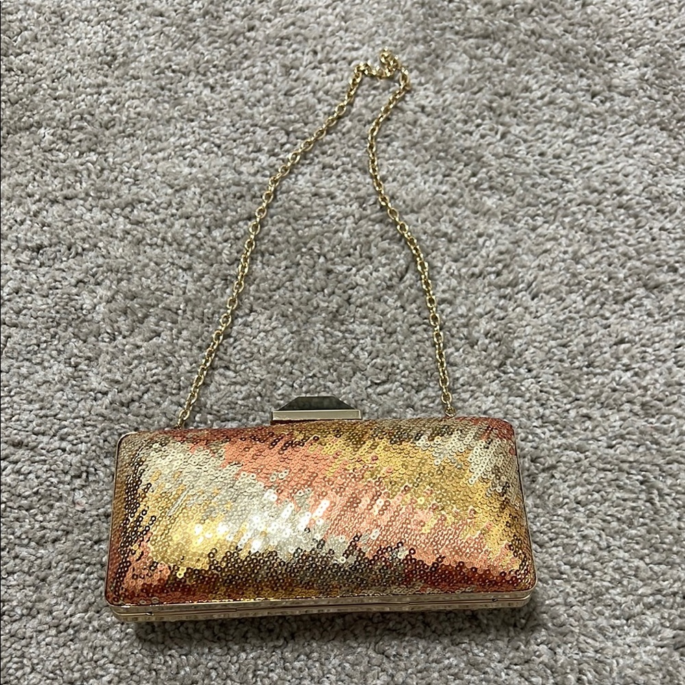 Sondra Roberts Sequin Clutch Bag - Gold and Orange - Picture 4 of 8